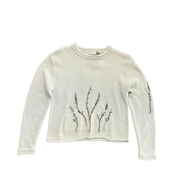 J.Jill Sweaters - NWT J.Jill Women's Beige Silk Blend Floral Embroidered Crew Neck Sweater Size SP